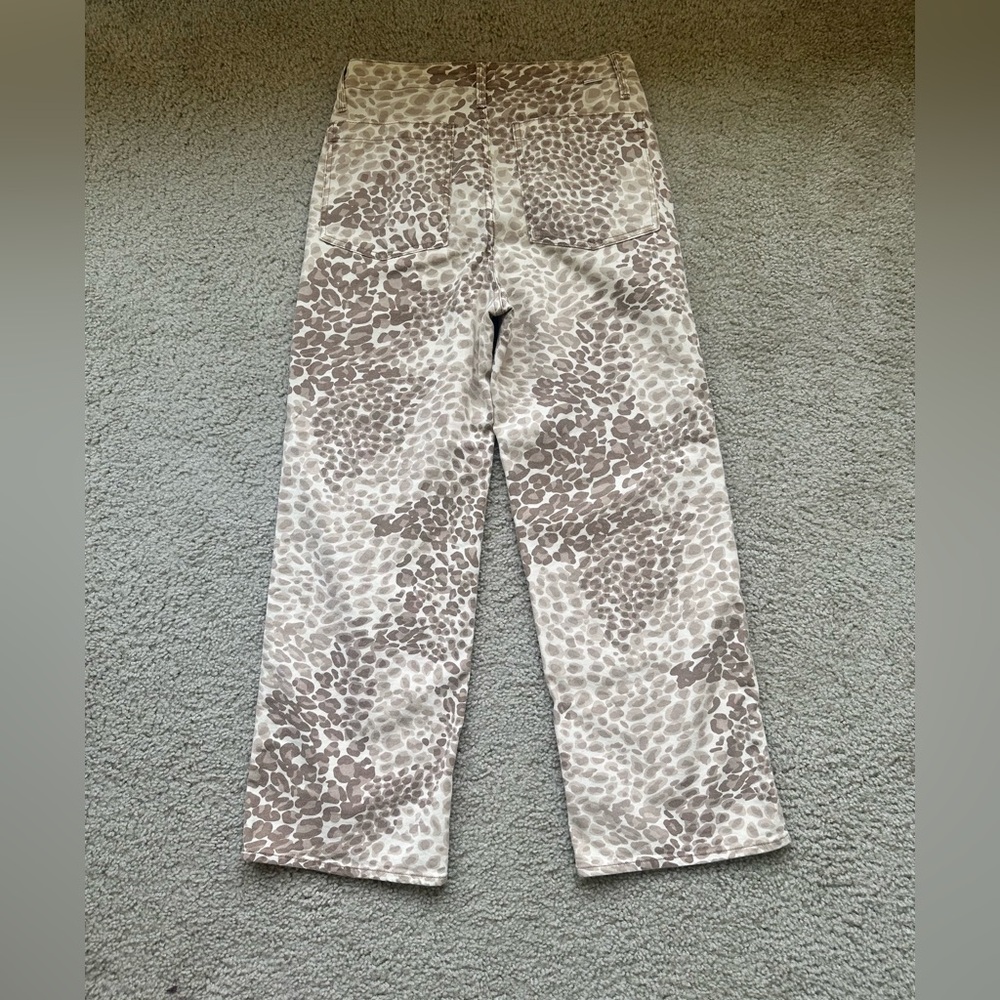 MOTHER Beige Leopard Print Wide-Leg Jeans - Picture 8 of 11
